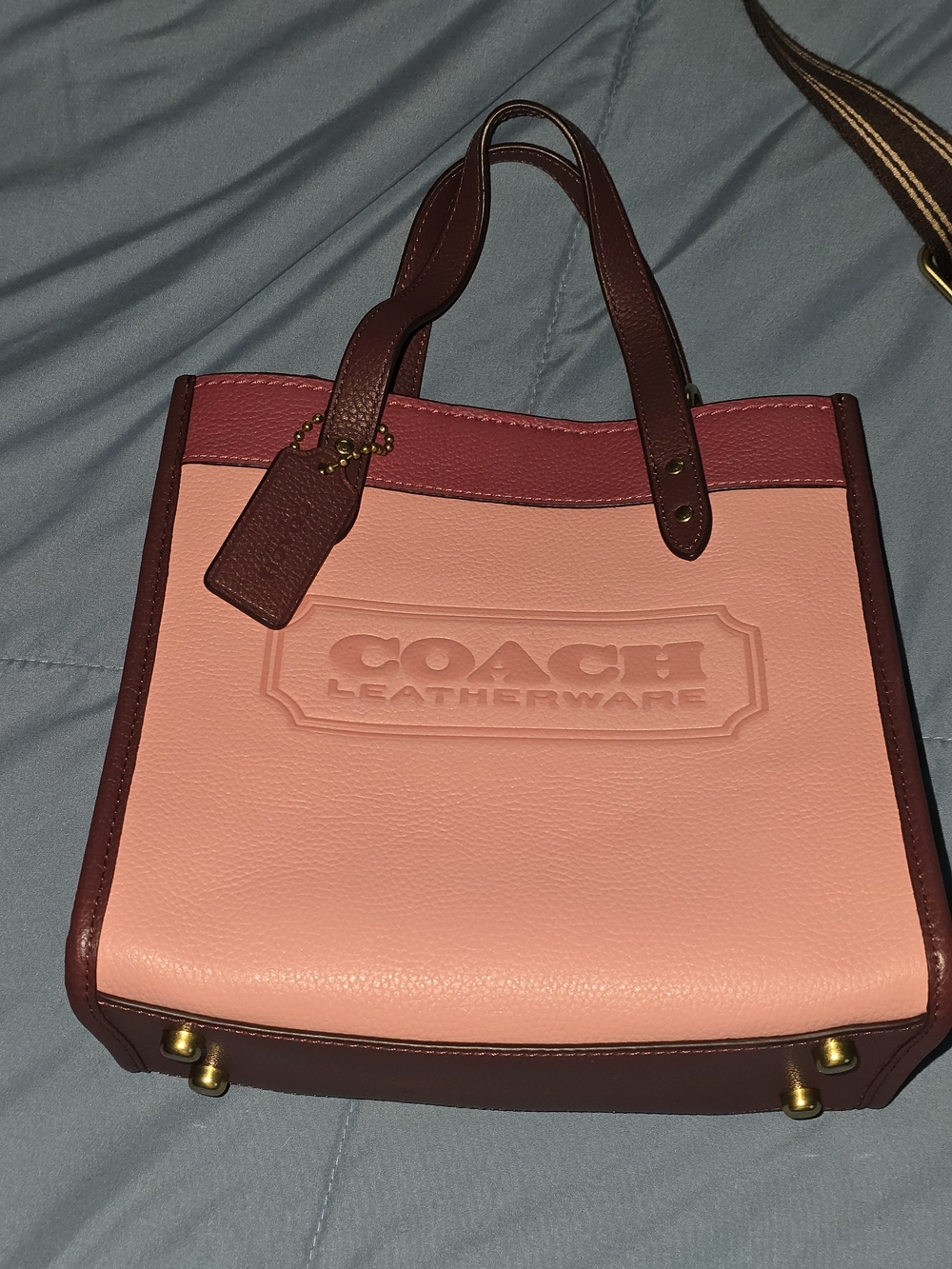 COACH Pink Leatherware Two-Tone Tote Bag
